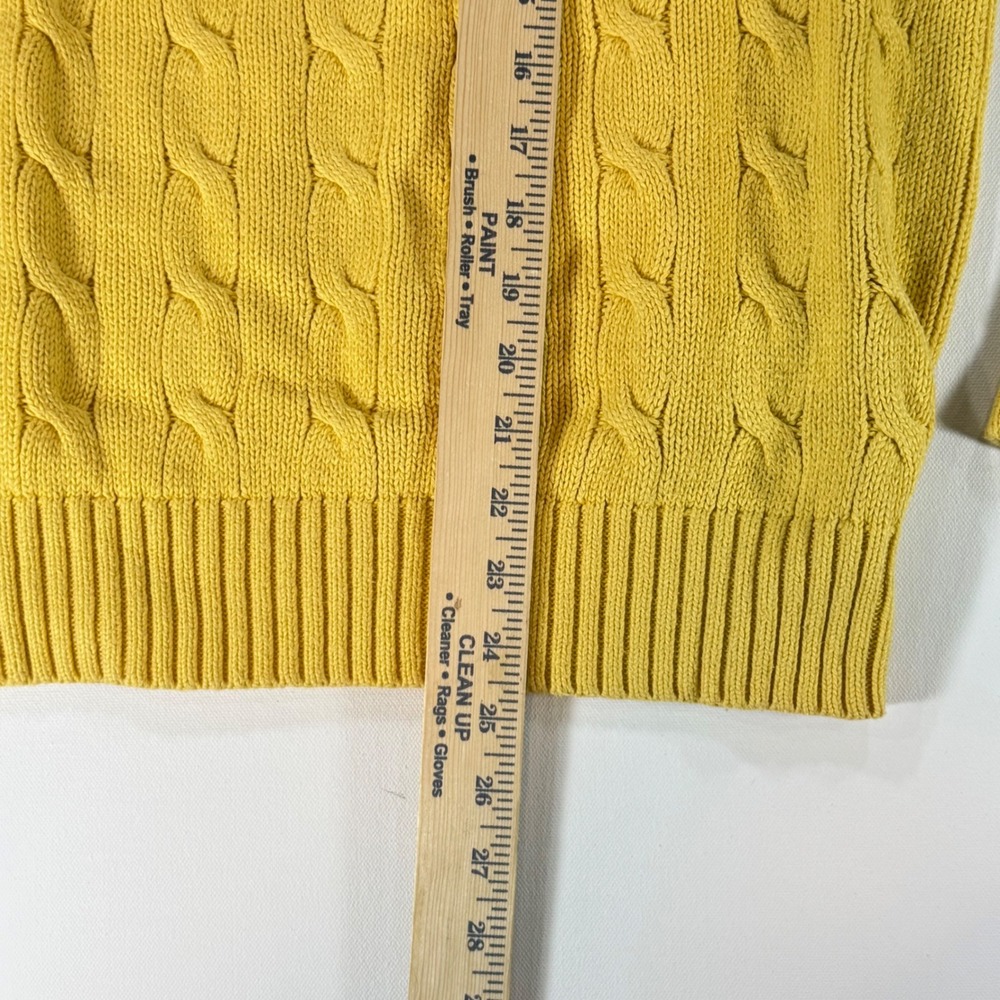 Polo Ralph Lauren Cable Knit Sweater Womens M Yellow Preppy Old Money Aesthetic - Picture 8 of 8